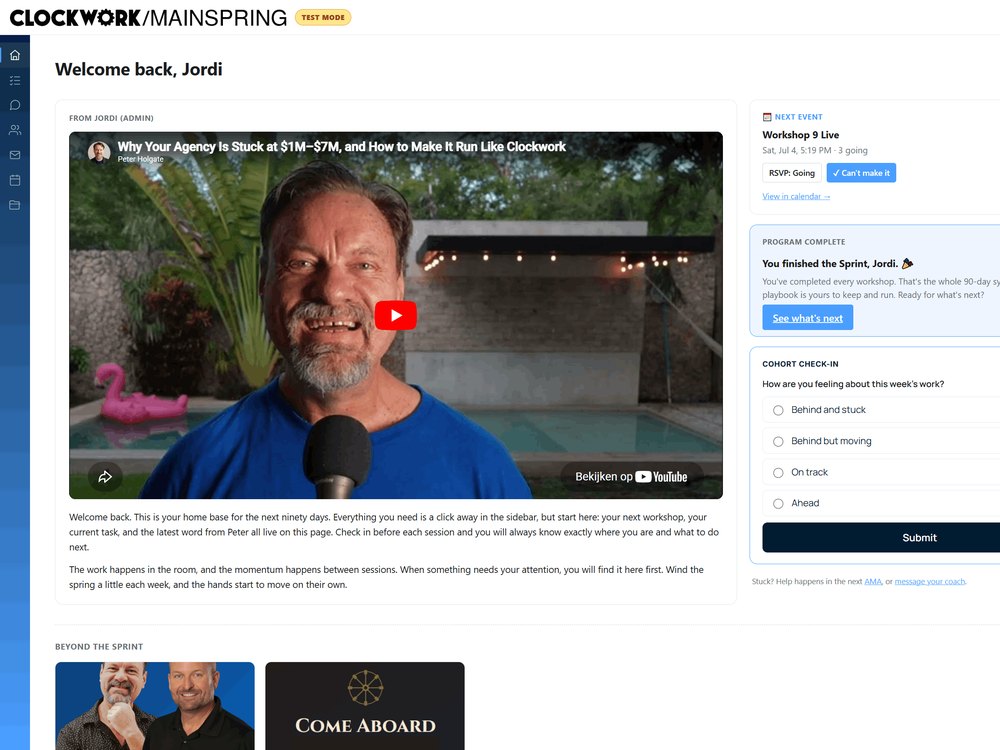 MainSpring coach dashboard